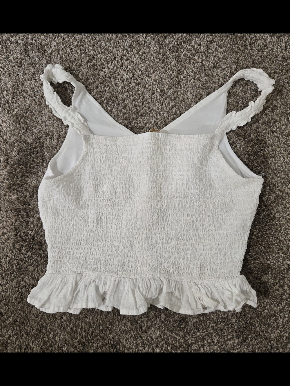 Rebellion White Smocked Ruffle Button-Front Camisole - Picture 4 of 4